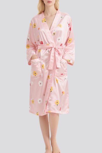 pink-faced-small-flower-lace-up-pocket-womens-nightgown