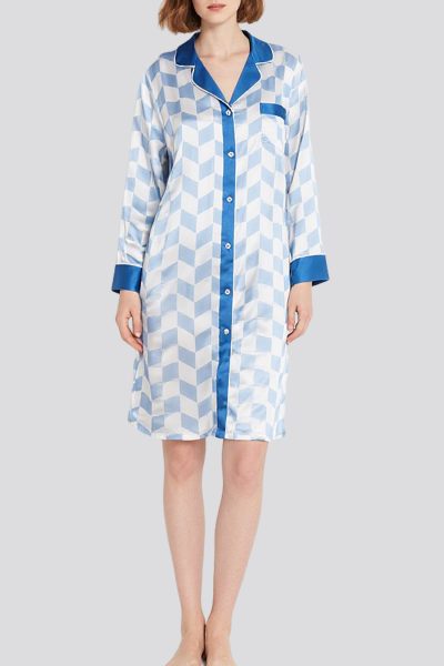 blue-and-white-geometric-contrast-color-trim-womens-nightgown