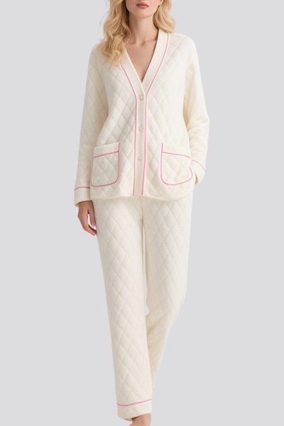 diamond-check-thickened-pajamas-set