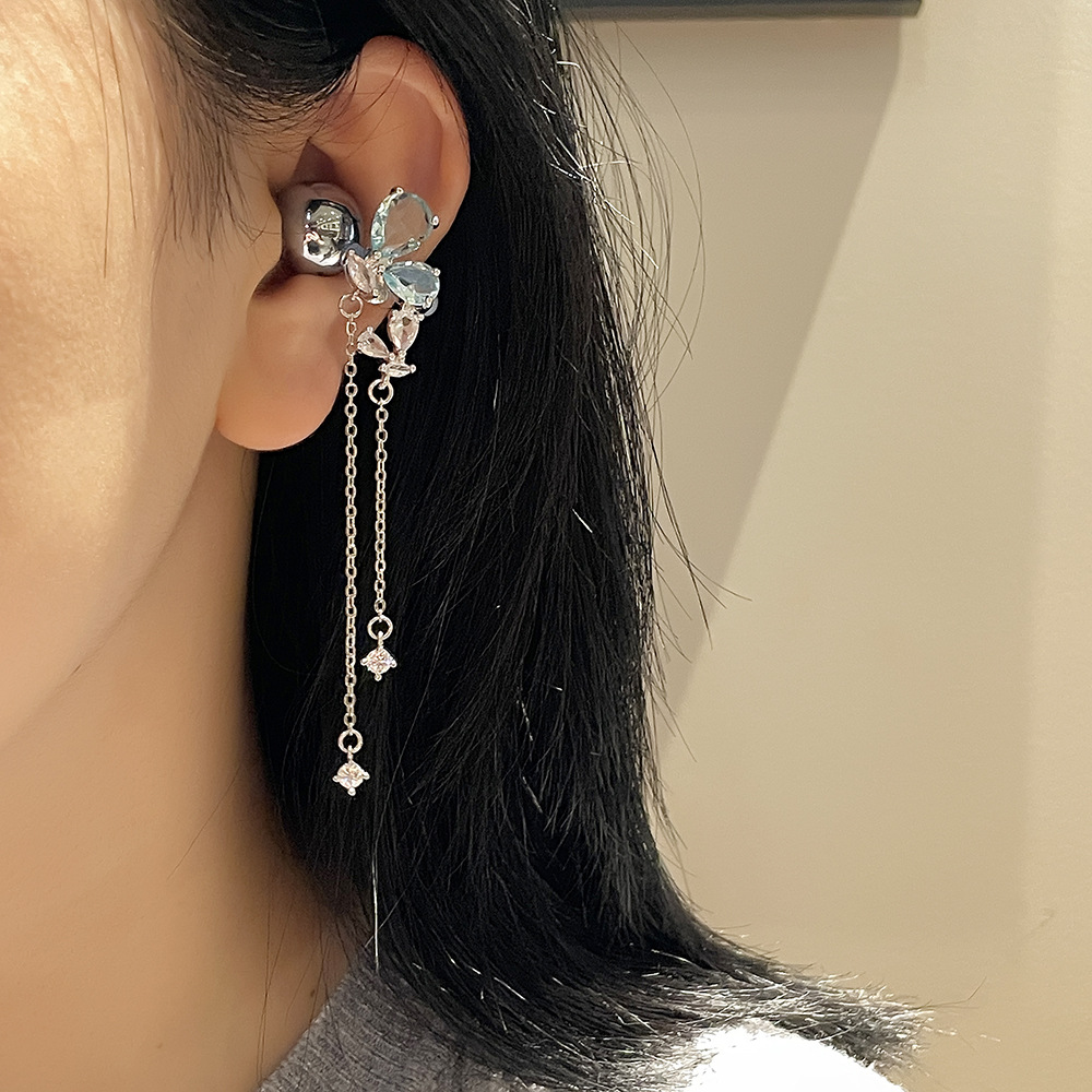 Blue Glazed Pottery Butterfly Shadow Freeclip Generation Headphones Ear Clips image 2