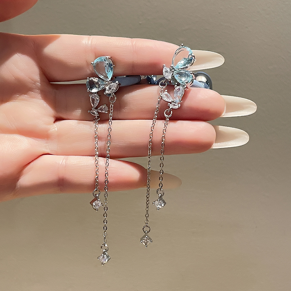 Blue Glazed Pottery Butterfly Shadow Freeclip Generation Headphones Ear Clips image 3