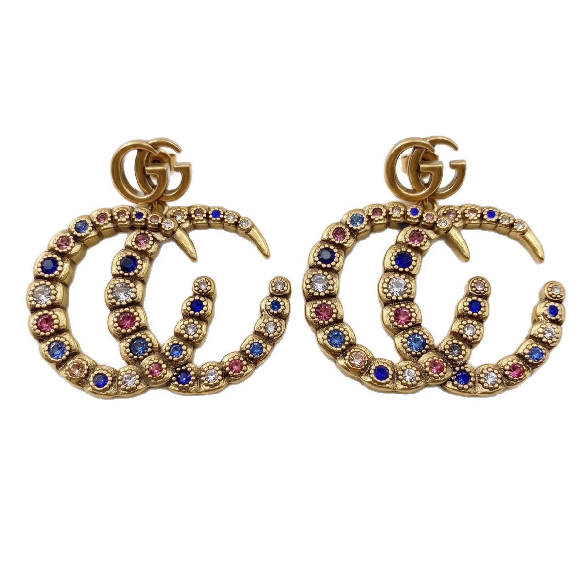 Letter G Luxury Retro Colored Diamond High-end Design Stud Earrings image 1