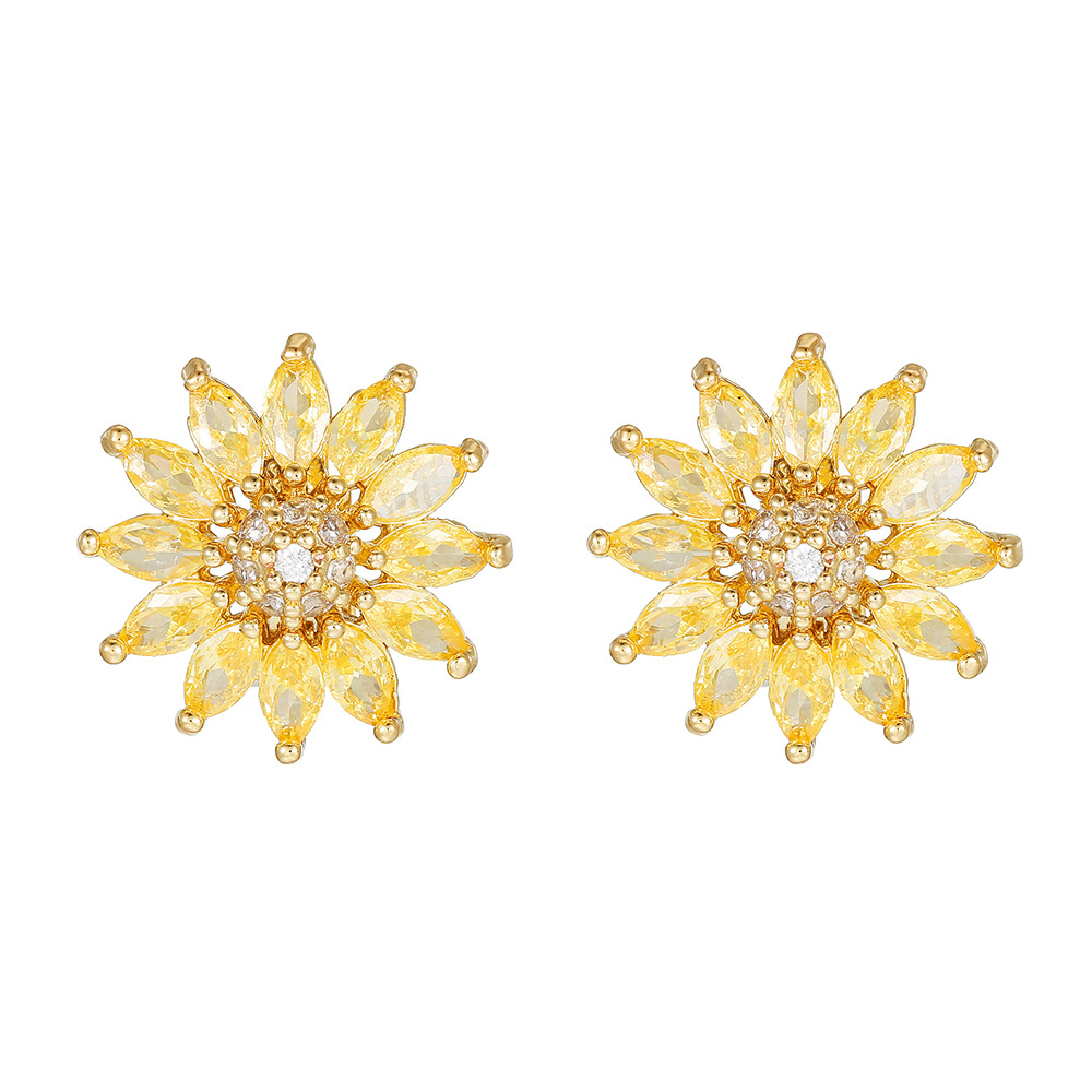 Rare High-end Gold Sunflower Freeclip Headphones Earrings image 1