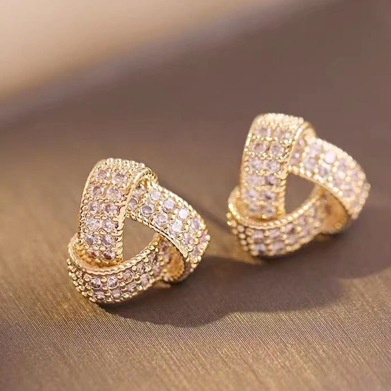 Luxury-Style Triangular Zirconia Stud Earrings image 1