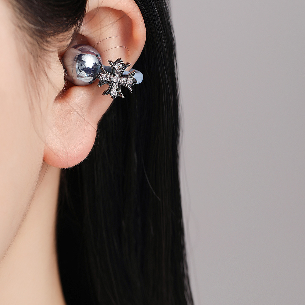 Vintage iris cross earbuds Jewelry image 2